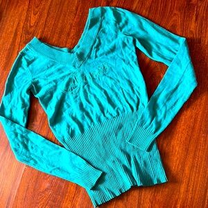 Teal V-Neck Women's Sweater